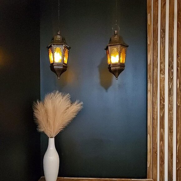 NEW  13.5'' Vintage Candle Holder,Metal Lanterns Decorative Indoor Outdoor - Picture 5 of 9